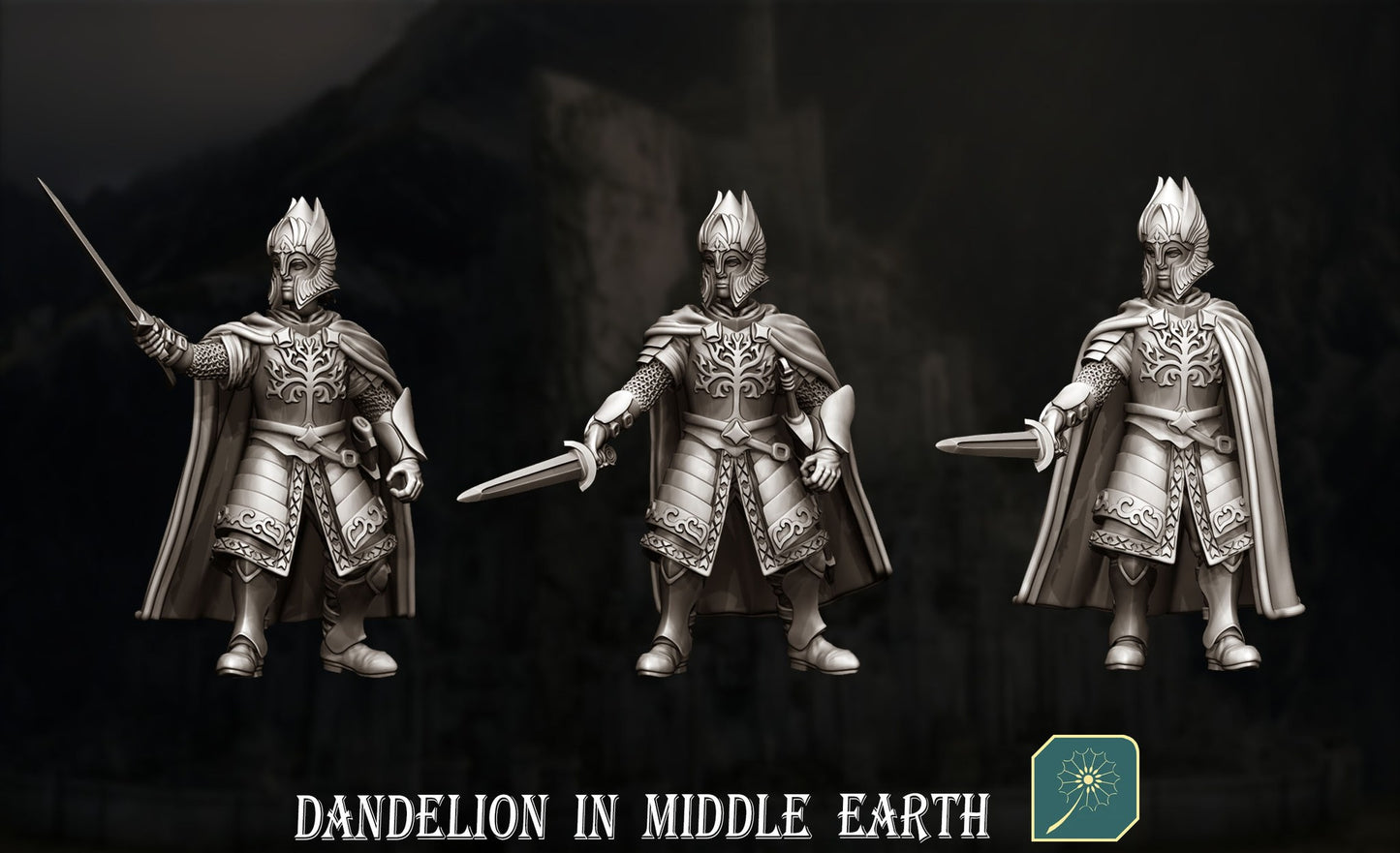 Veterans of the Guard Tower (x12 Swordsmen, 12 Spearmen with spare shields) from Dandelion in Middle-earth