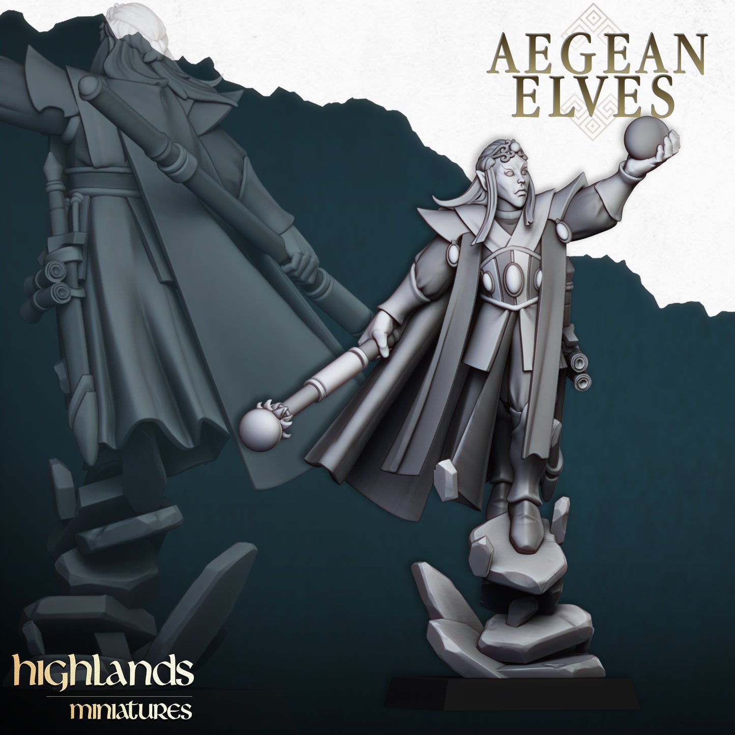 Aegean Elf Mage (2 versions) from Highlands Miniatures