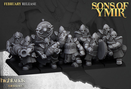 Dwarven Firespitters Squad from Highlands Miniatures