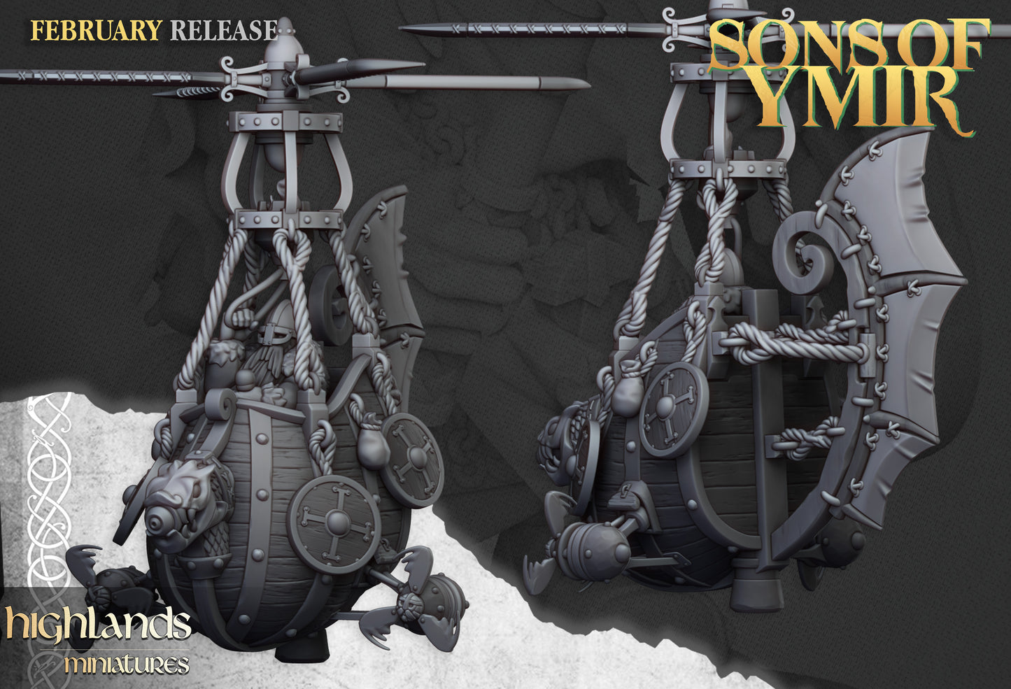 Dwarven Gyrocopters (3 per set) from Highlands Miniatures