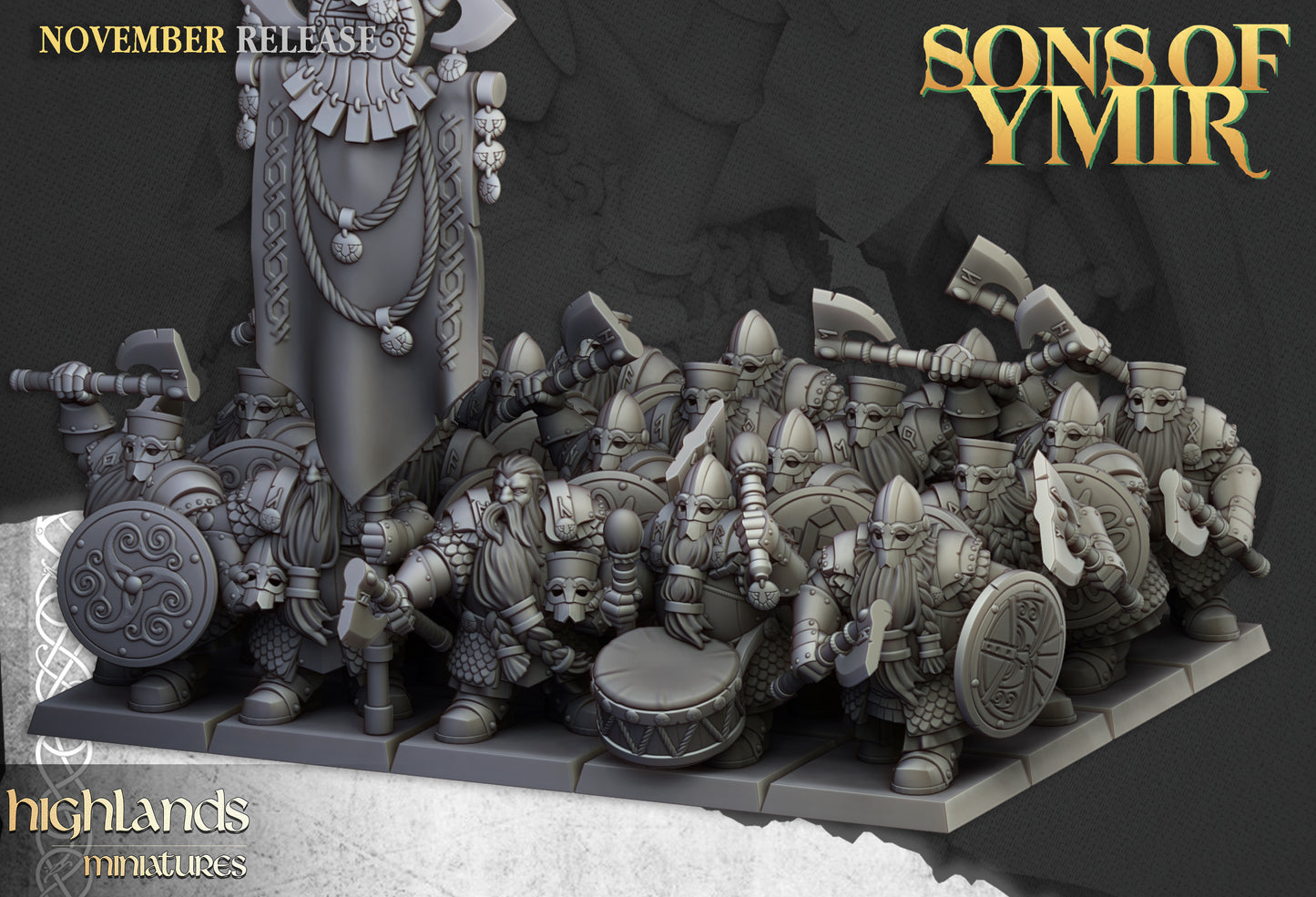 Dwarven Huscarl Unit from Highlands Miniatures