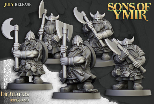 Dwarven Two-handed Axe Warriors from Highlands Miniatures