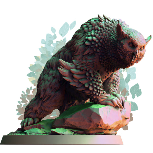 Owlbear on Rock v3 from PrintMyMinis