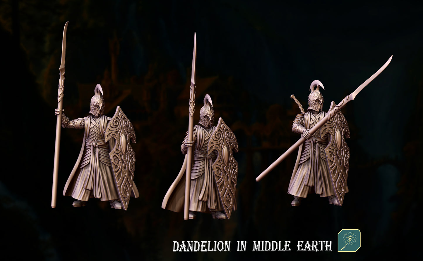 Deep Valley High Elf Spearmen from Dandelion (x24 modular miniatures)