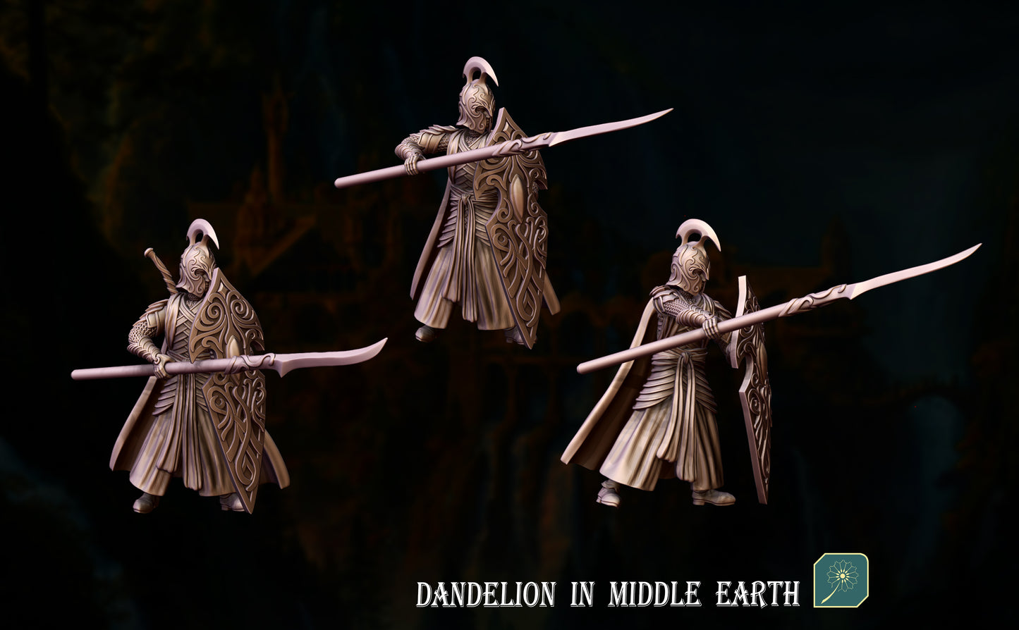 Deep Valley High Elf Spearmen from Dandelion (x24 modular miniatures)